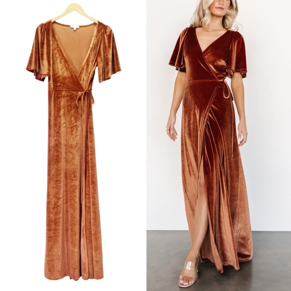 Baltic Born Dresses & Skirts - Baltic Born Rust Velvet Maxi Dress
